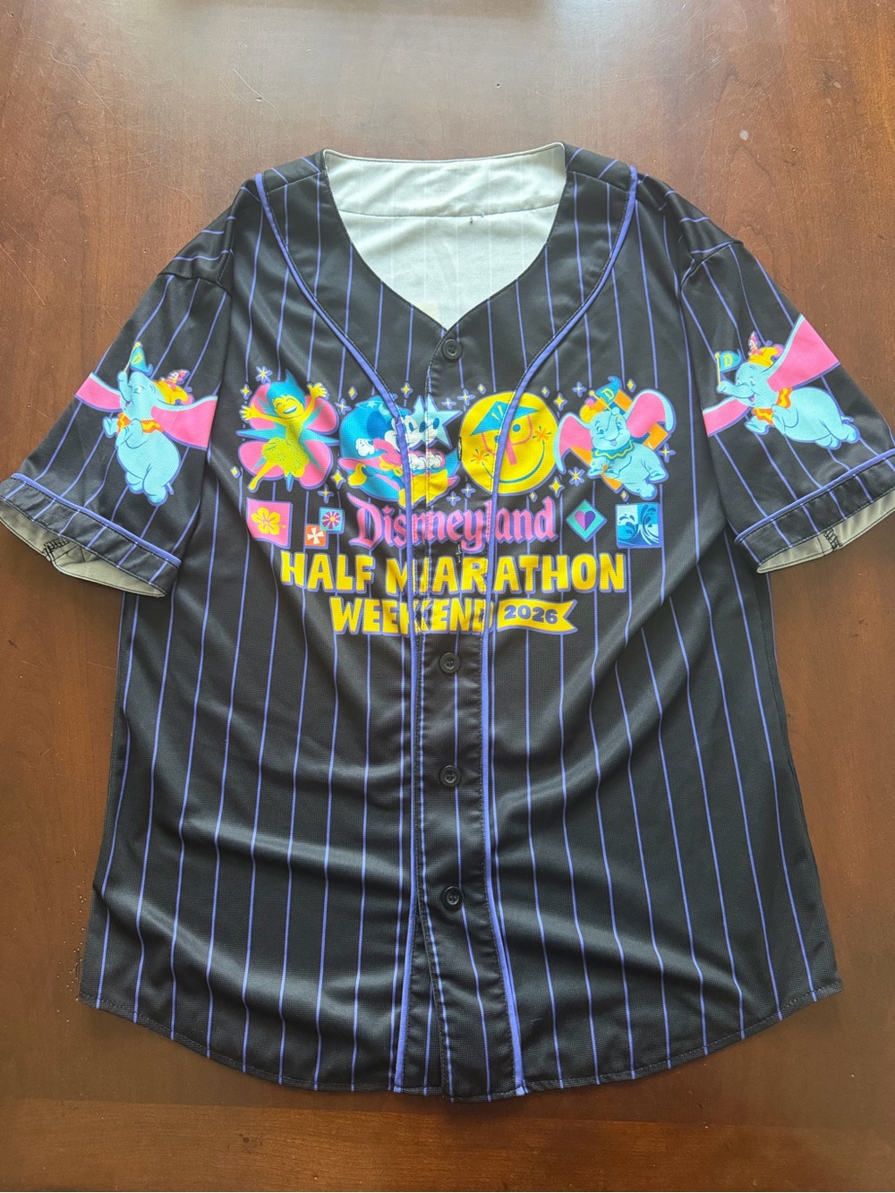Disneyland Half Marathon Weekend 2026 Black Pinstripe Baseball Tee